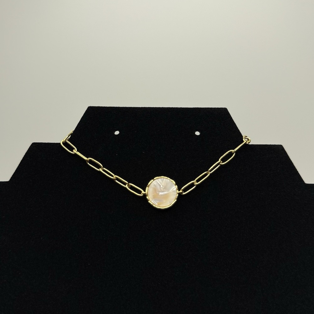 Slide Jewelry 18K Gold Plated Honeycomb Bracelet w/ Round Pendant & Zirconia